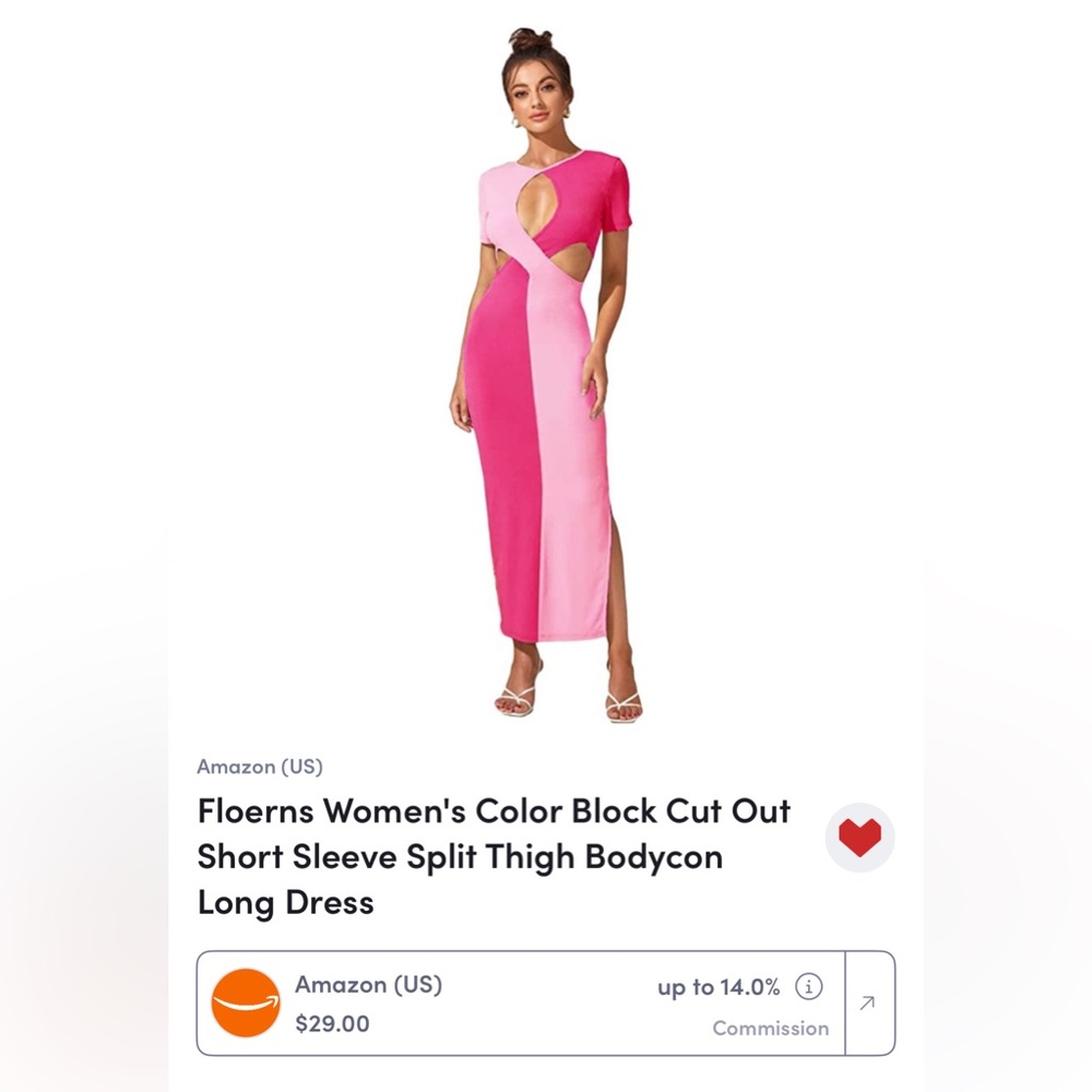 Pink Color Block Cut-out Maxi Dress